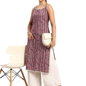 Women's Rayon Printed Straight Kurti with Pant Set - Copy