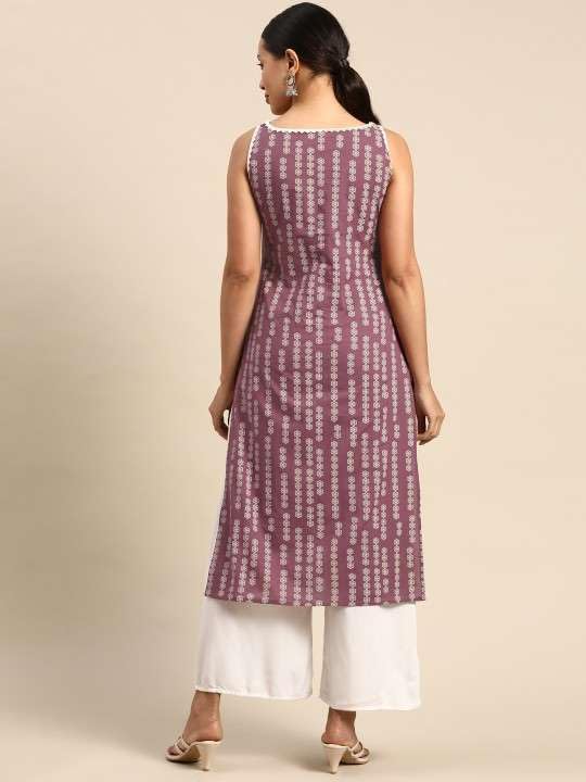 Women's Rayon Printed Straight Kurti with Pant Set - Copy